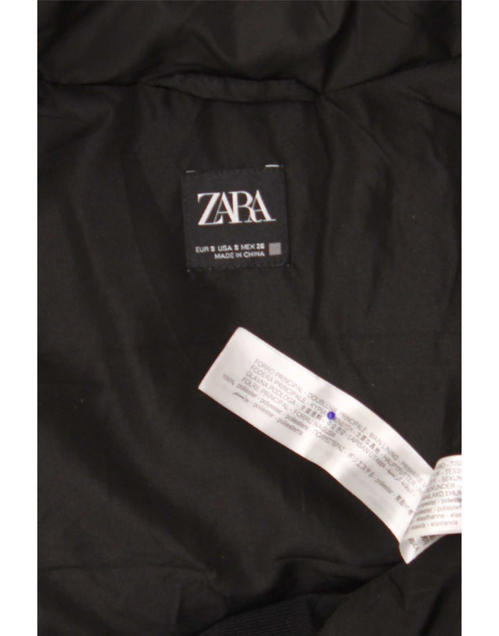 Zara Gilet rembourré à capuche pour femme UK 10 Small Noir Polyester