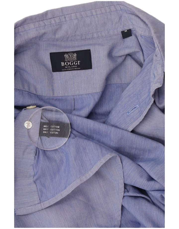 Boggi Chemise à Manches Courtes Milano Homme Bleu Moyen Coton