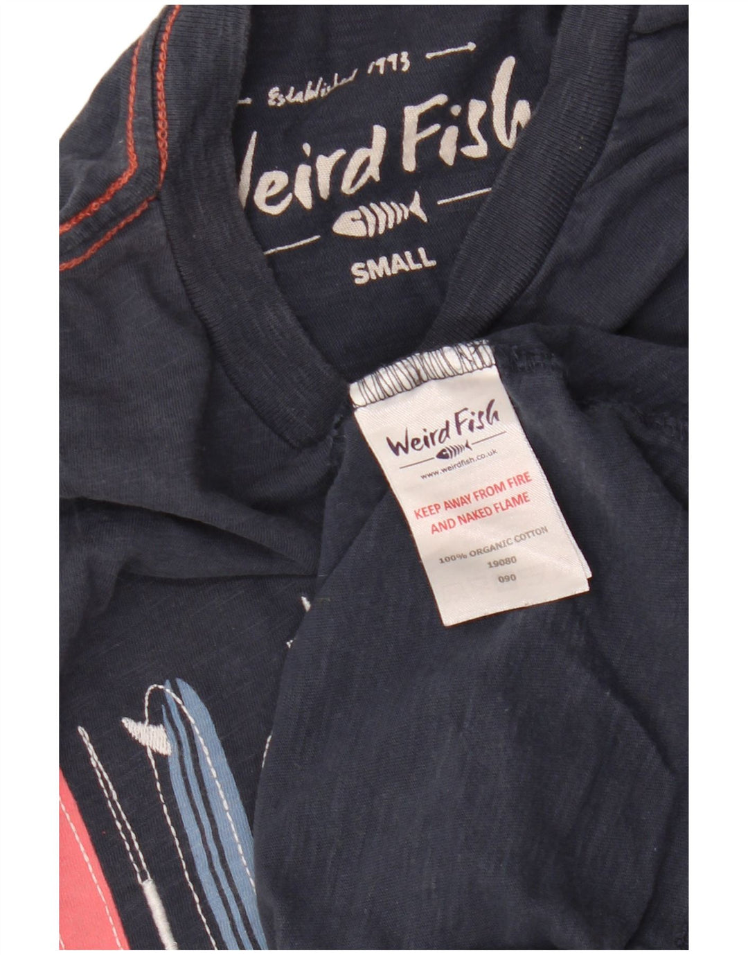 WEIRD FISH T-Shirt Graphique Homme Petit Bleu Marine Coton