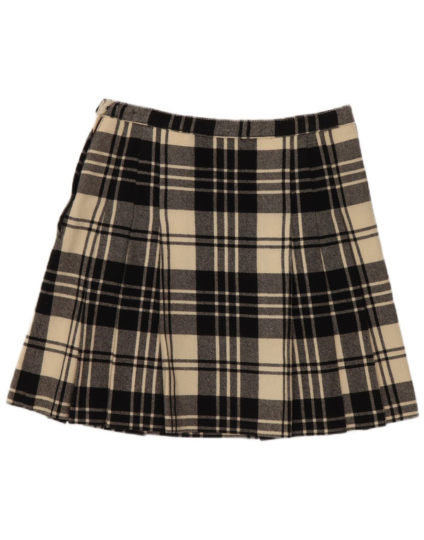 vintage Femmes Mini Jupe W26 Petit Plaid Noir