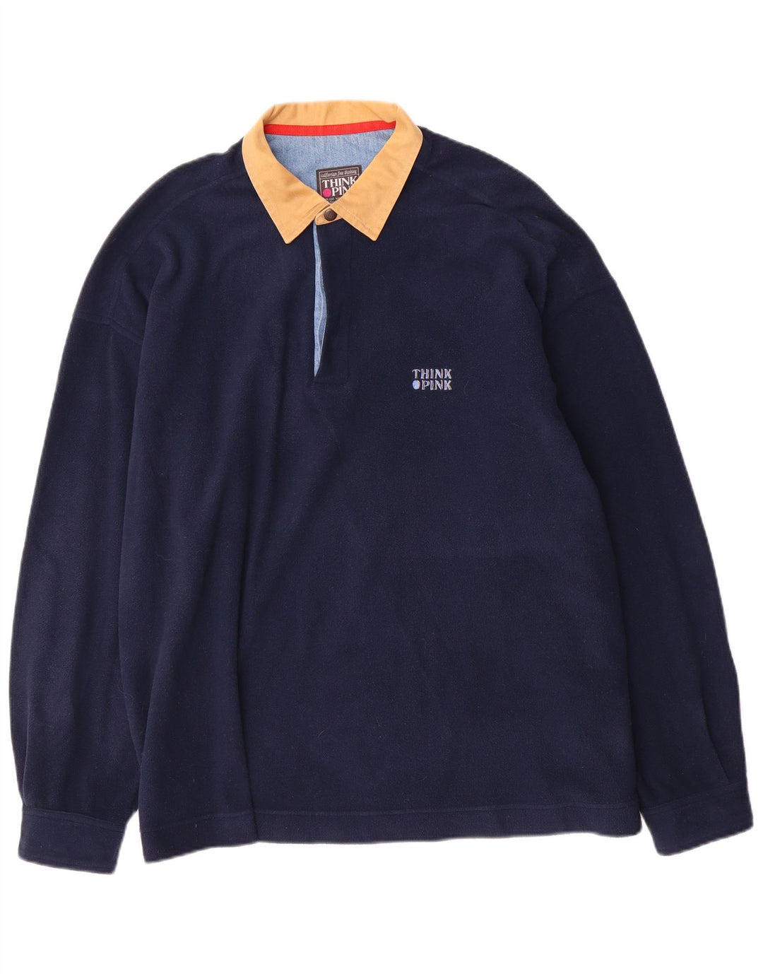 Think Pink Pull Polaire Col Polo Homme XL Bleu Marine Polyester