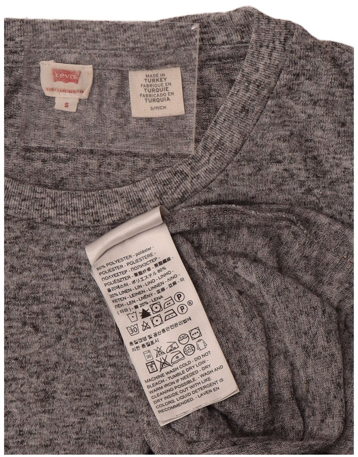 LEVI'S T-Shirt Femme UK 10 Petit Gris Moucheté Polyester