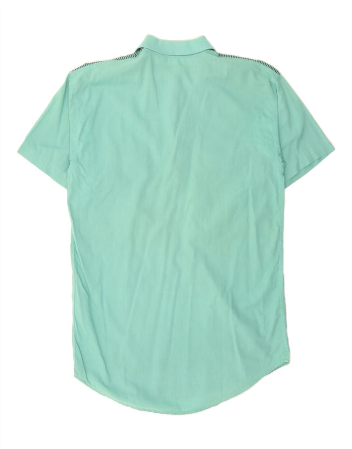 VINTAGE Mens Short Sleeve Pullover Shirt Small Turquoise Vintage Vintage and Second-Hand Vintage from Messina Hembry 