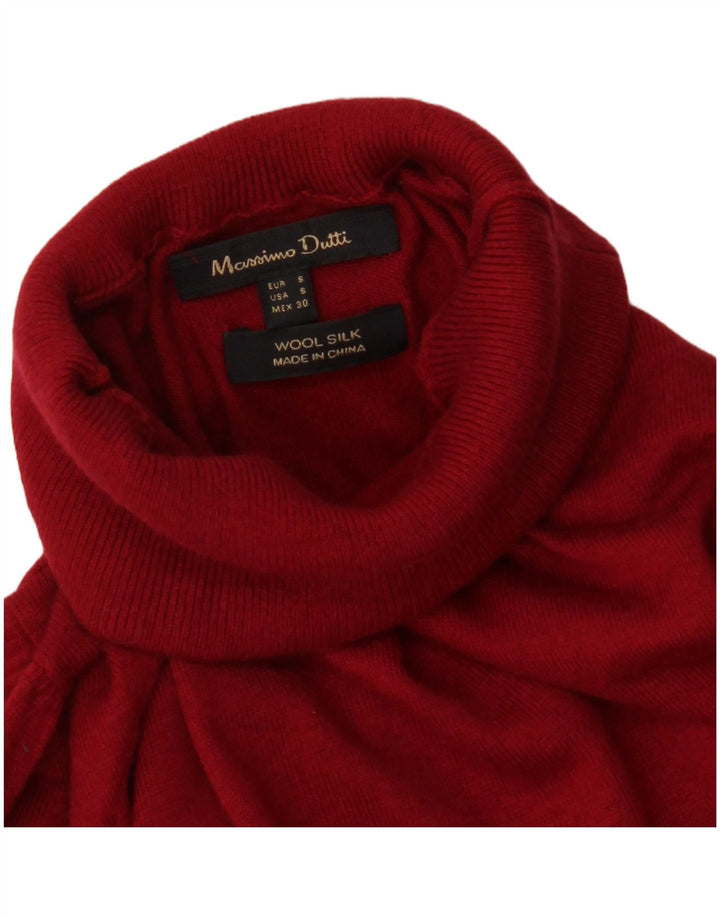 Massimo Dutti Pull col roulé pour femme UK 10 Petite laine rouge
