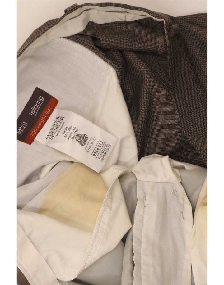 Marks & Spencer Pantalon de Costume Droit Homme W38 L31 Gris Laine Vierge