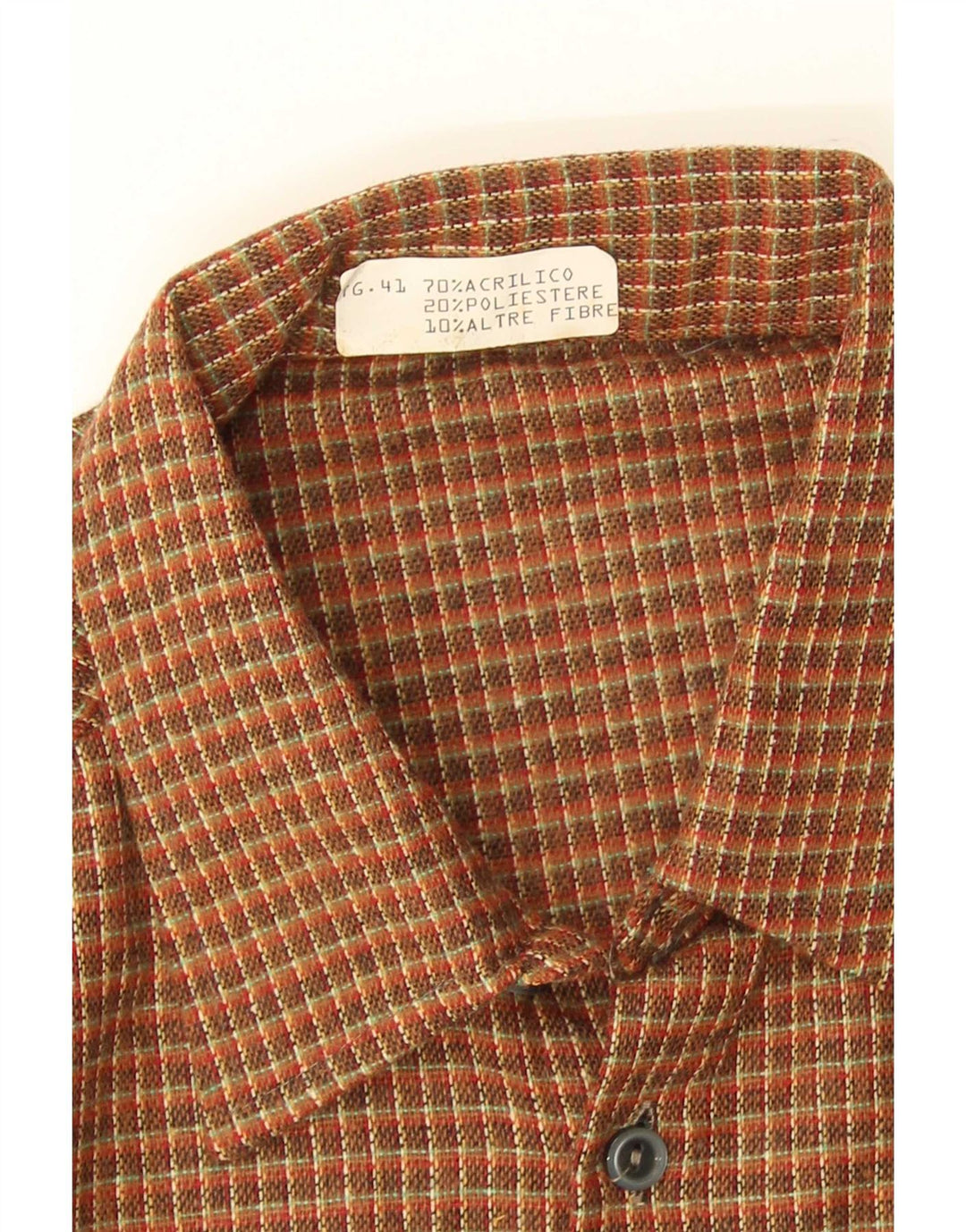 vintage Chemise Homme Taille 41 Medium Brown Check Acrylique