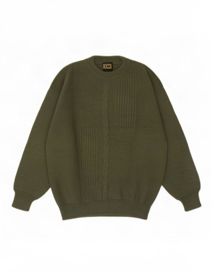 vintage Mens Crew Neck Jumper Pull IT 50 Vert Moyen