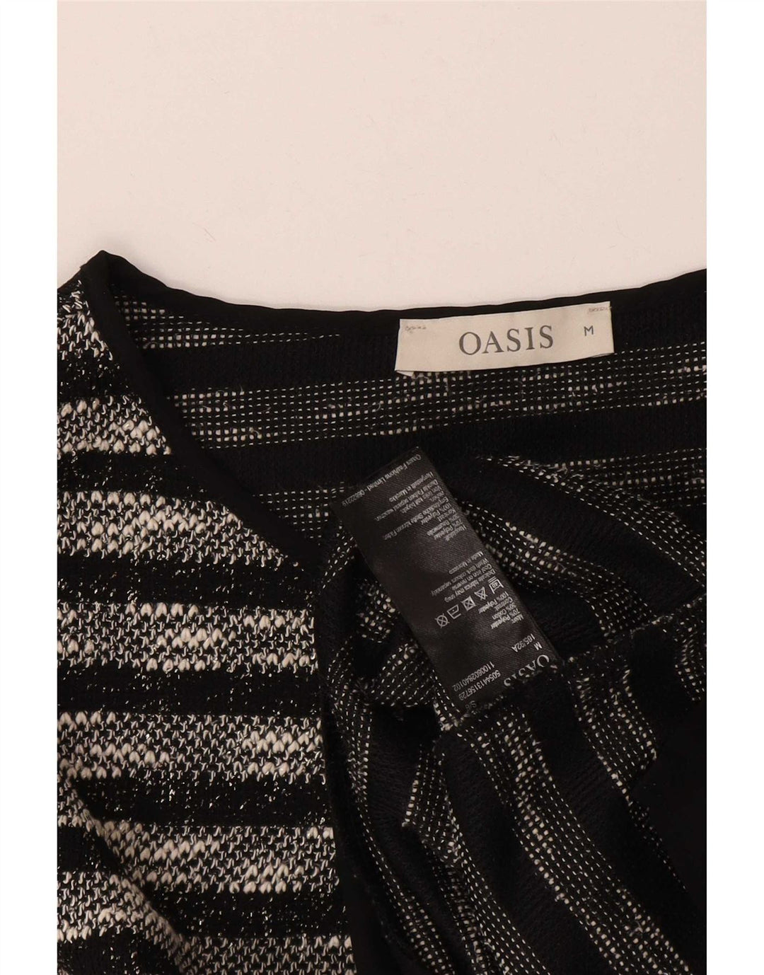 Oasis Haut à manches longues pour femme UK 12 Polyester rayé noir moyen