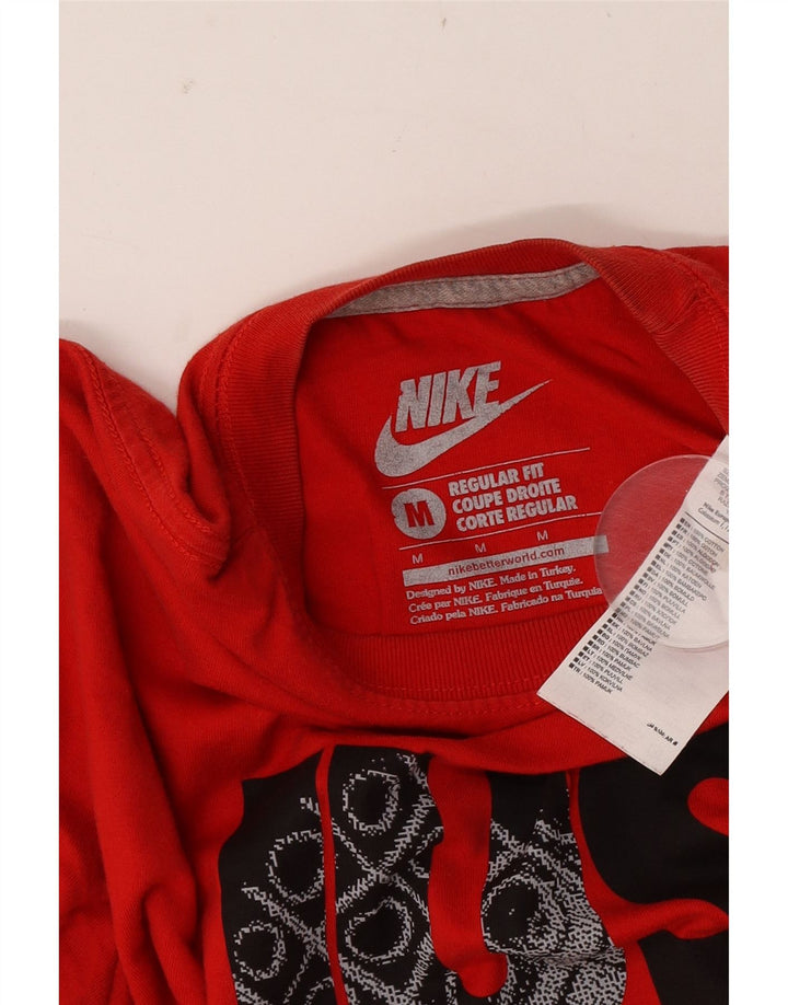 Nike Mens Regular Fit Graphic T-Shirt Top Rouge Moyen Coton