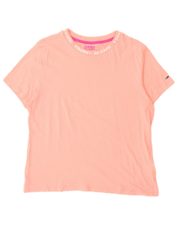 Tommy Hilfiger T-shirt graphique pour femme UK 18 XL Rose Coton