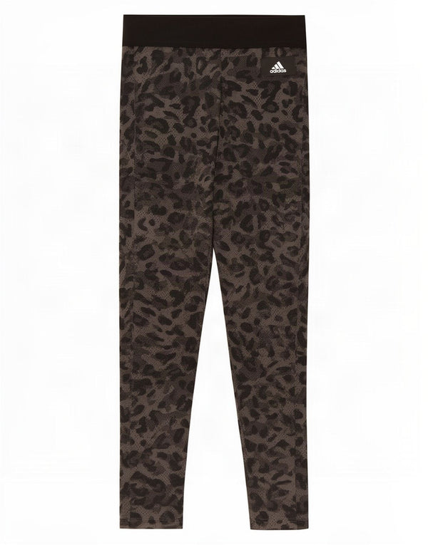 Adidas Legging court pour femme UK 8/10 Petit gris imprimé animal