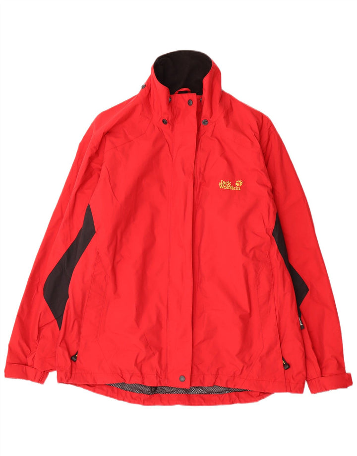 JACK WOLFSKIN Veste de pluie surdimensionnée pour femme UK 18 XL Rouge Colourblock