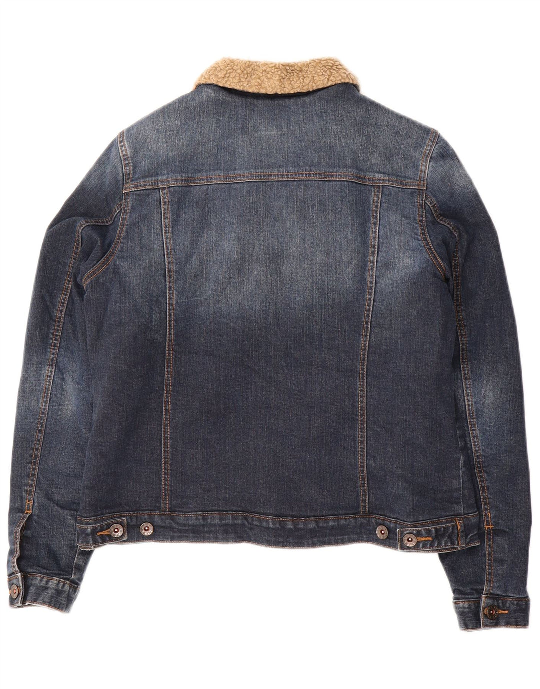 FAT FACE Veste en jean Sherpa pour femme UK 12 Bleu moyen Coton