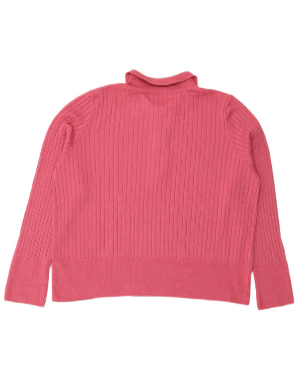 Marks & Spencer Pull col polo pour femme UK 22 3XL Acrylique rose