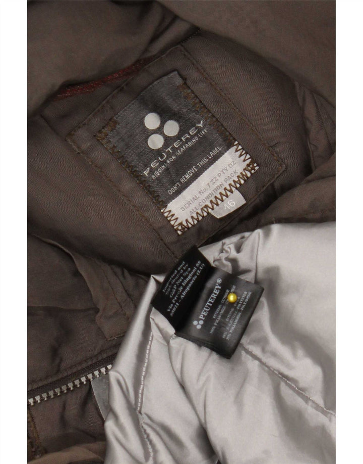 PEUTEREY Manteau matelassé à capuche IT 46 Large Marron Polyamide