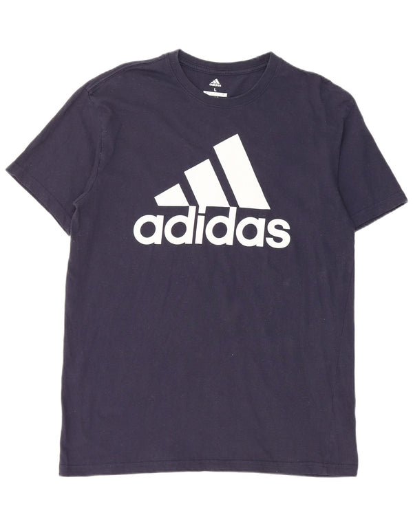 Adidas Mens Graphic T-Shirt Top Large Bleu Marine Coton