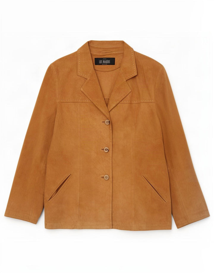 Les Marées Veste En Daim Femme IT 44 Cuir Beige Moyen
