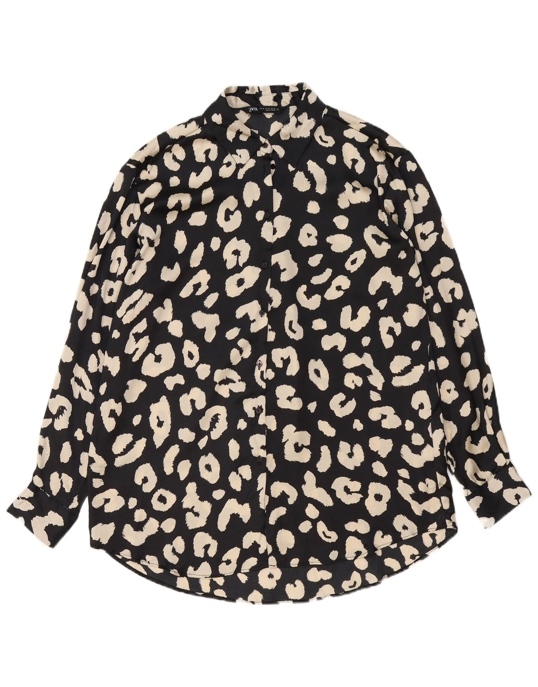Zara Femme Chemisier UK 14 Moyen Noir Imprimé Animal Polyester