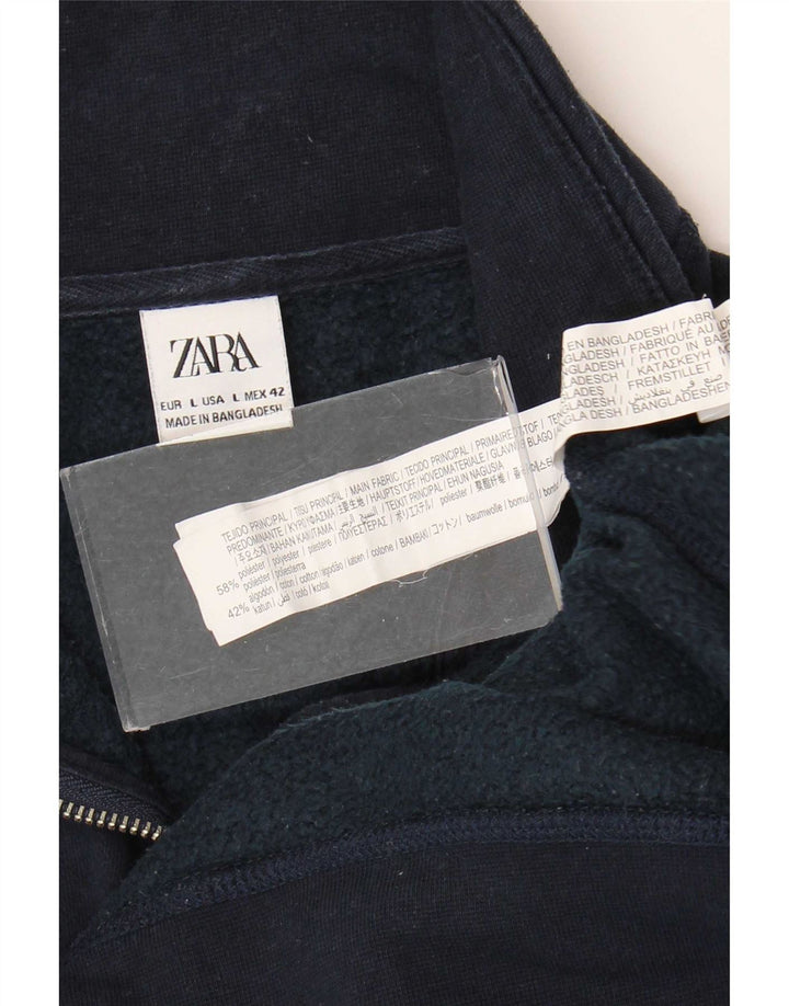 Zara Homme Zip Neck Sweatshirt Jumper Grand Bleu Marine Polyester