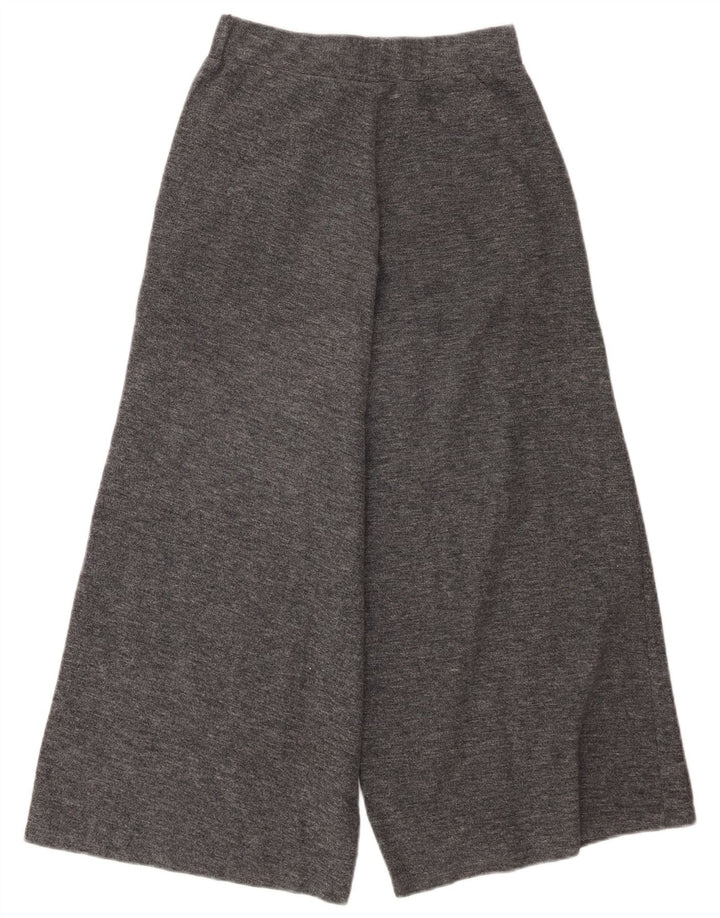 Zara Pantalon court à jambe large pour femme Petit W26 L24 Gris Polyester