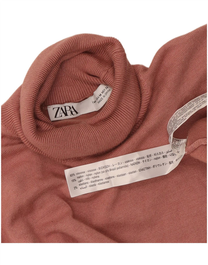 Zara Pull col roulé pour femme UK 12 Viscose rose moyen