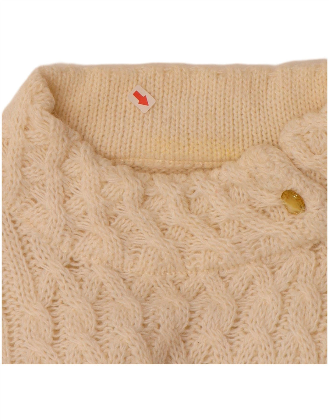 VINTAGE Pull col roulé femme UK 16 Large Off White