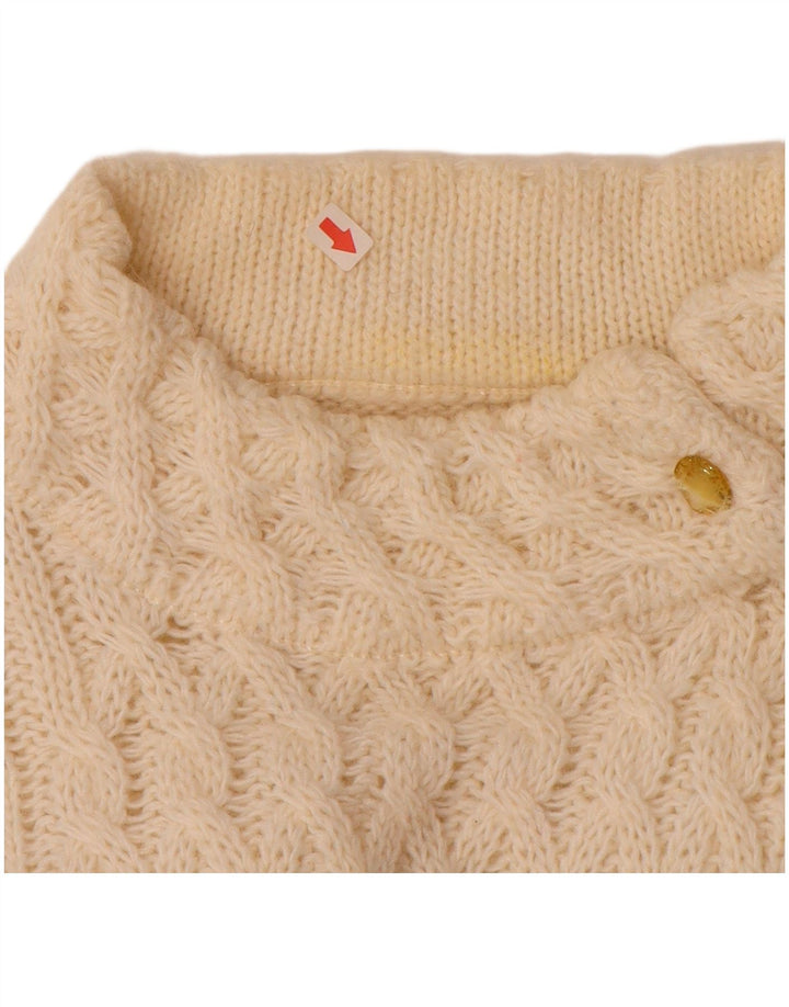 VINTAGE Pull col roulé femme UK 16 Large Off White