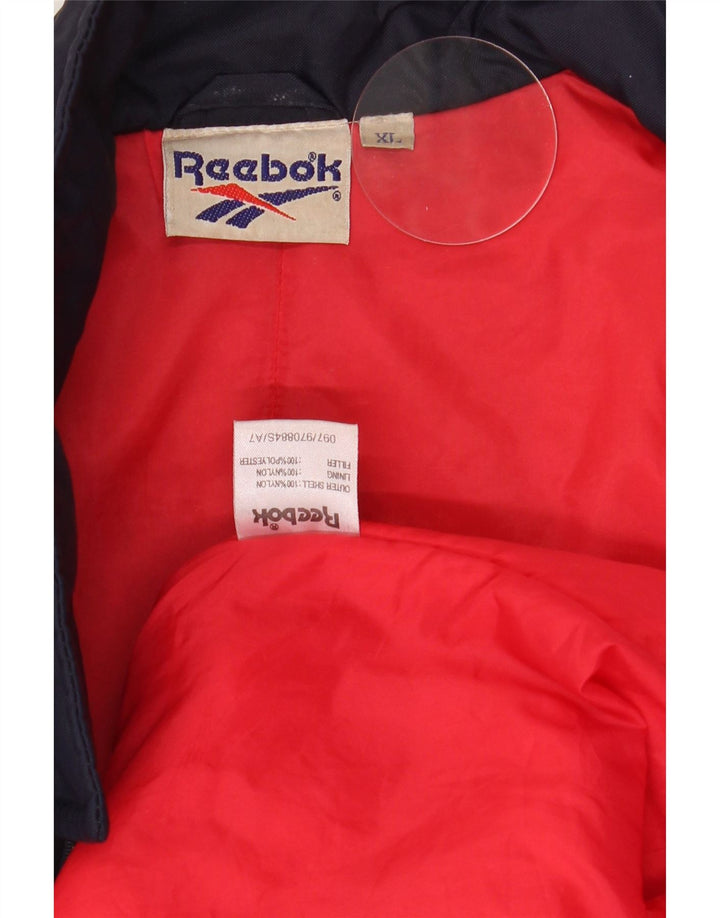 Reebok Veste Bomber Graphique Homme UK 42 XL Bleu Marine Nylon