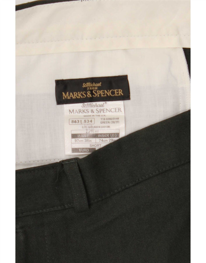 Marks & Spencer Pantalon Chino Droit Homme W38 L29 Vert Polyester