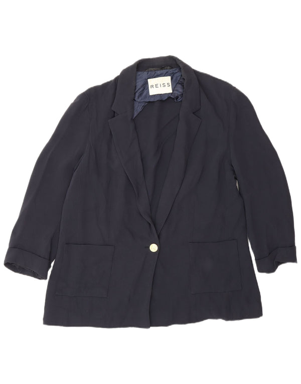 Reiss Veste blazer à manches 3/4 pour femme 1 bouton UK 16 Large Bleu marine