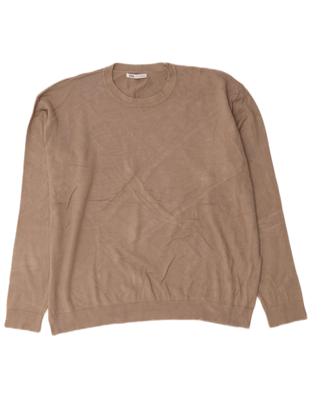 Zara Pull ras du cou pour homme XL Gris Viscose