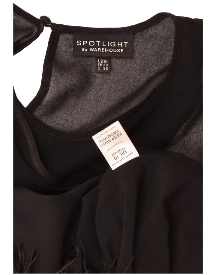 Warehouse Robe Charleston sans manches pour femme UK 10 Petit Noir Polyester