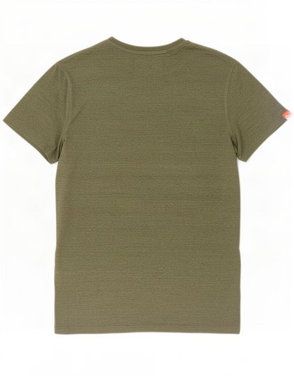 Superdry Homme T-Shirt Top Large Kaki Moucheté Coton
