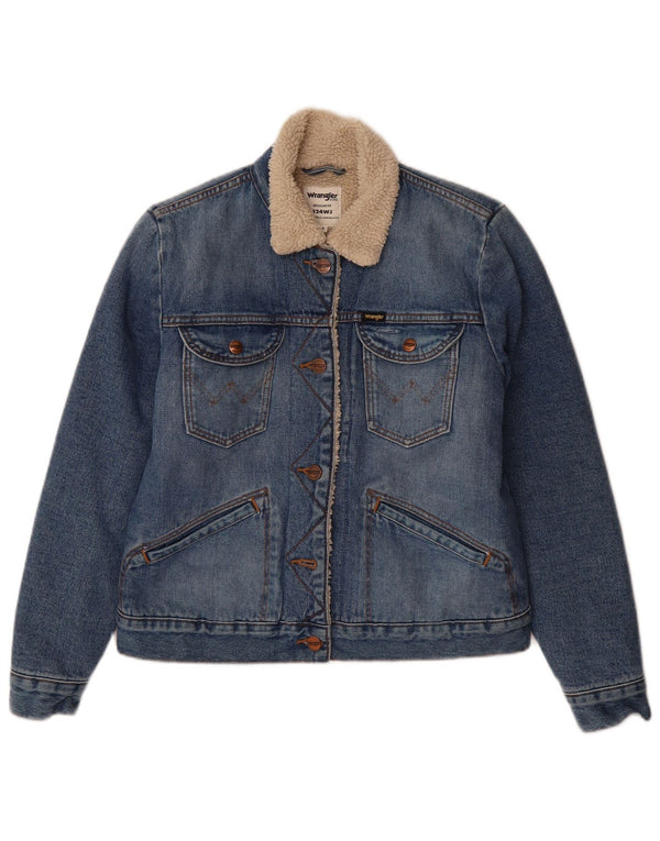 Wrangler Pull à capuche zippé en jean pour femme UK 10 Petit Bleu Colorblock