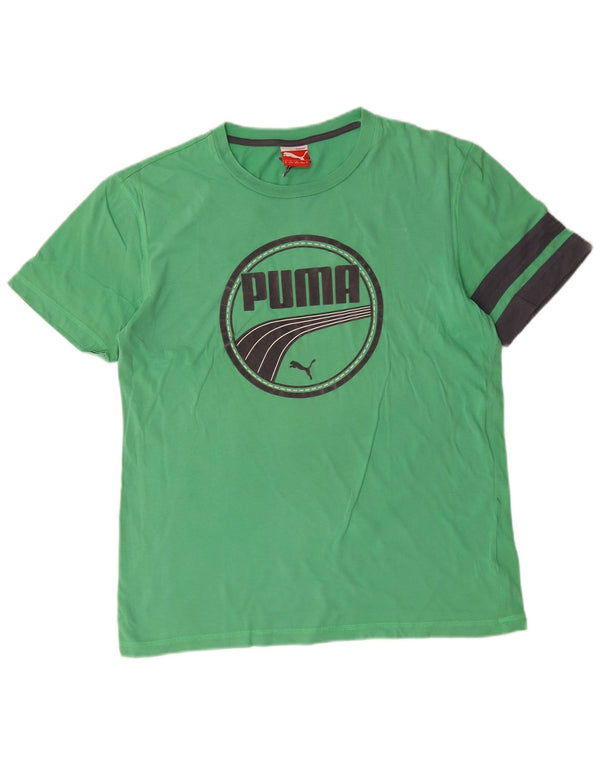 Puma T-Shirt Graphic Homme Vert Moyen Colourblock Cotton