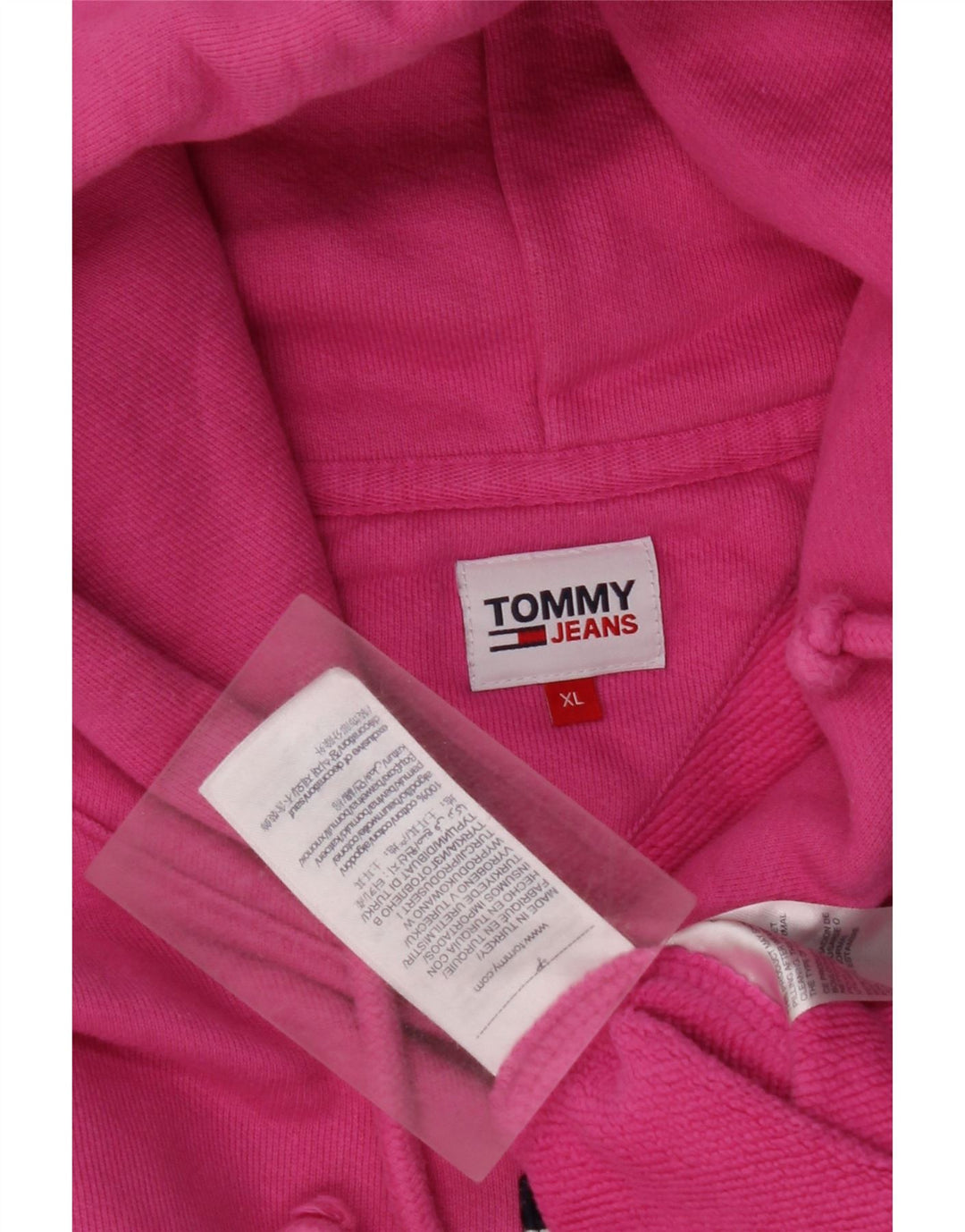 TOMMY HILFIGER Pull à capuche pour femme UK 18 XL Rose Coton