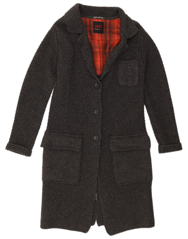 RIFLE Manteau en tricot pour femme UK 10 Petite laine d'agneau grise