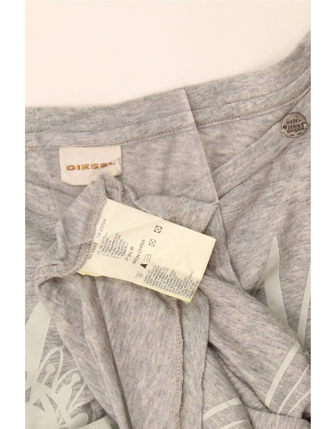 Diesel T-shirt graphique surdimensionné pour femme UK 14 Gris moyen Coton
