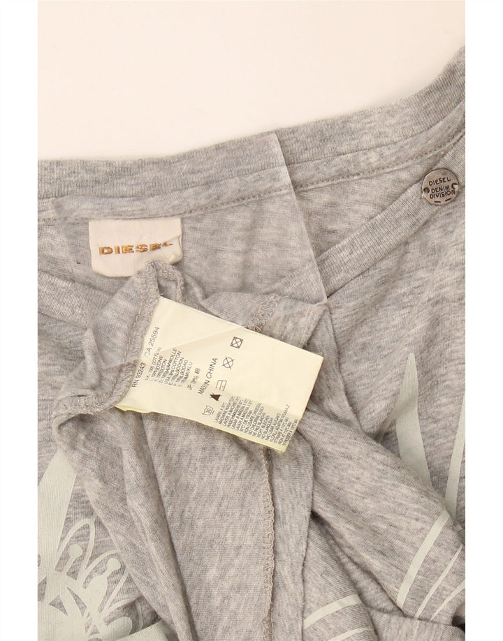 Diesel T-shirt graphique surdimensionné pour femme UK 14 Gris moyen Coton