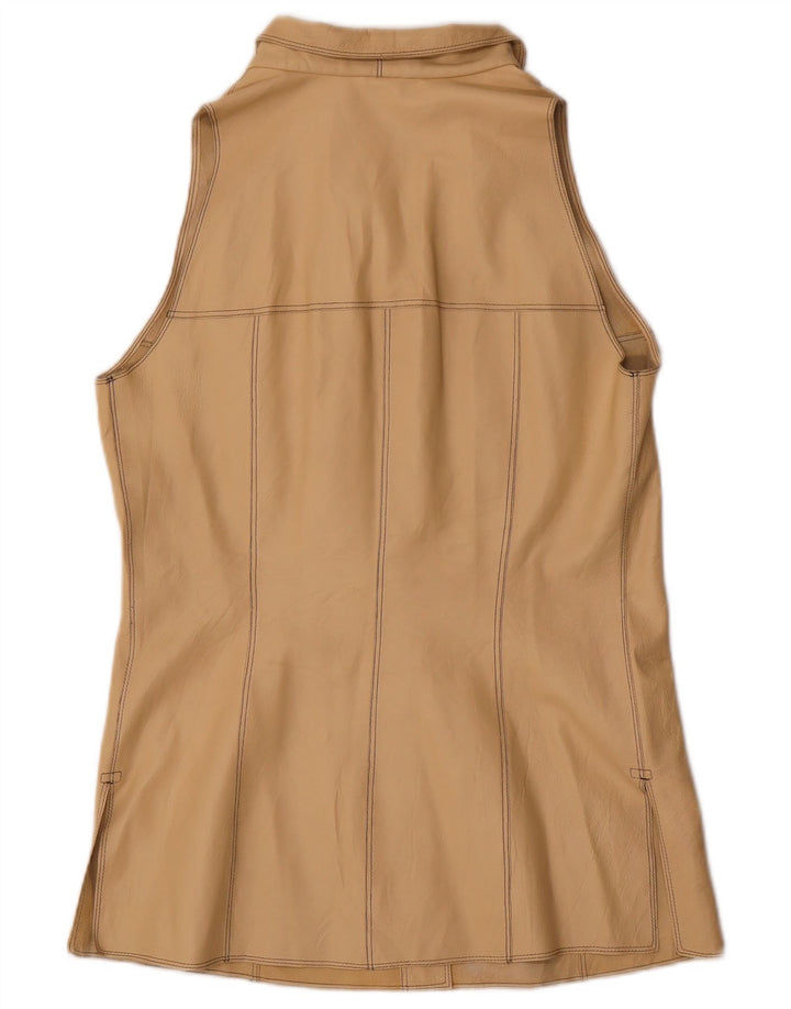 Gilet en cuir femme vintage IT 44 Cuir beige moyen