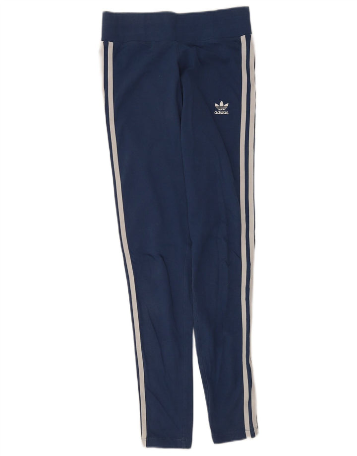 Adidas Leggings Femme UK 10 Petit Bleu Marine Coton
