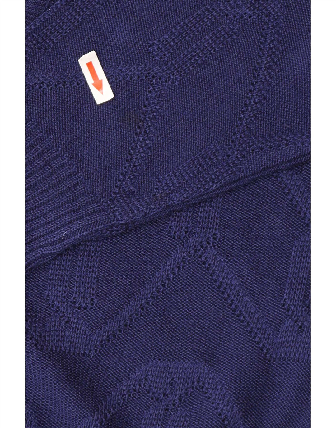 vintage Femme Cardigan Pull EU 38/40 Chevron Bleu Moyen Polyacrylique