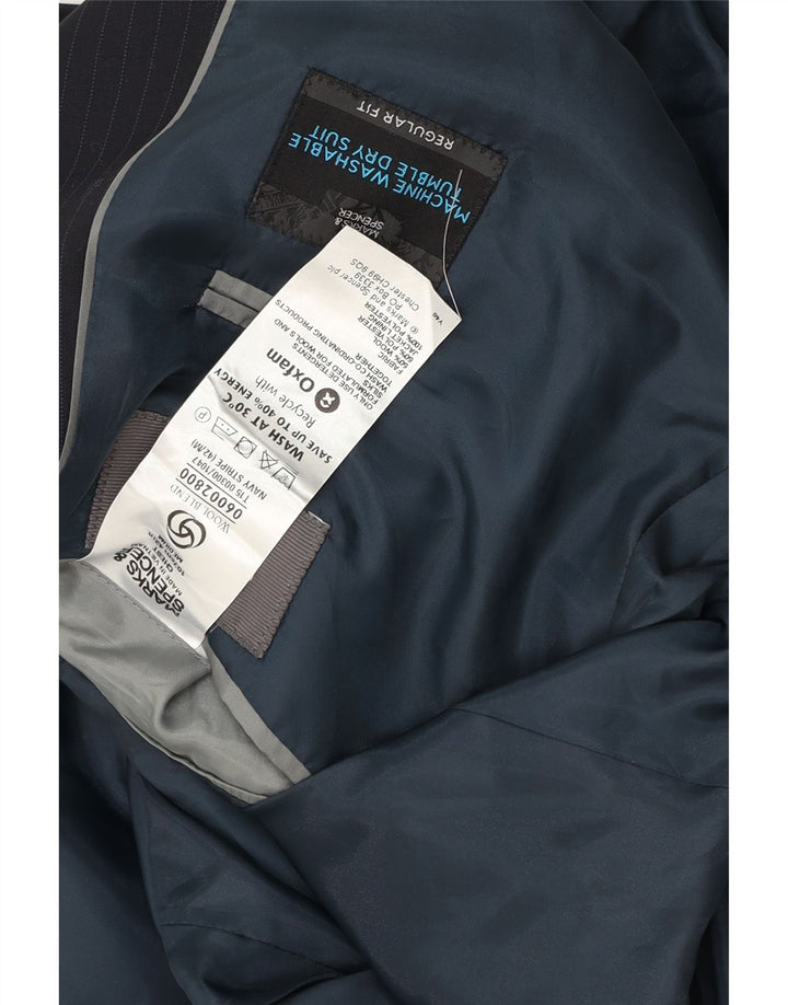 Marks & Spencer Veste blazer à 2 boutons pour homme UK 42 XL Bleu marine à fines rayures