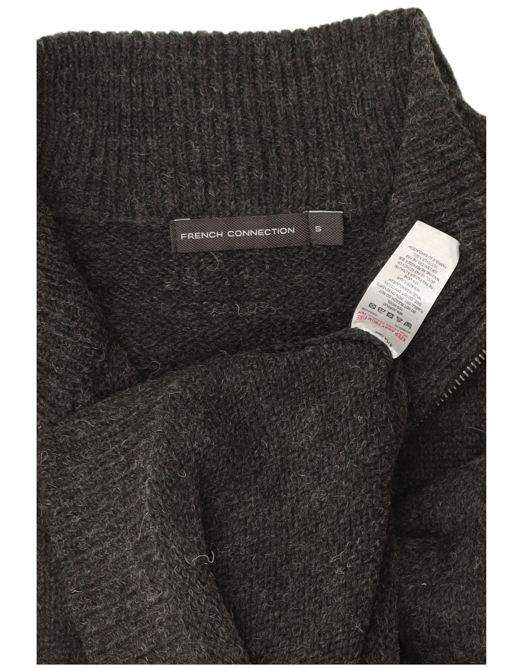 French Connection Pull Col Zip Homme Petit Gris Acrylique