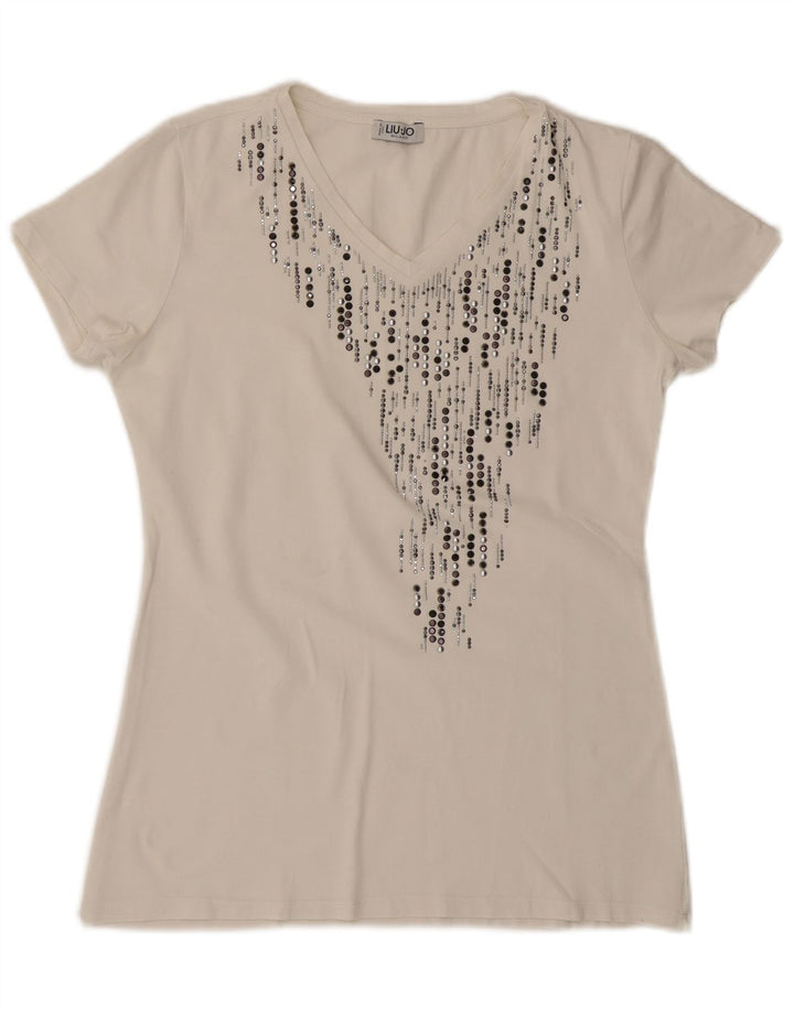LIU JO T-shirt Milano pour femme UK 12 Blanc moyen