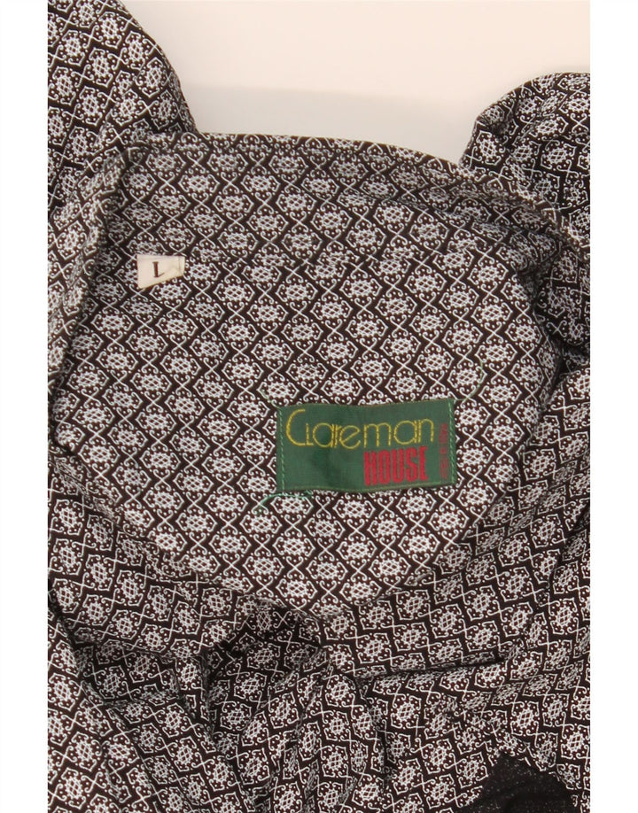 VINTAGE Chemise Homme Grand Noir Géométrique