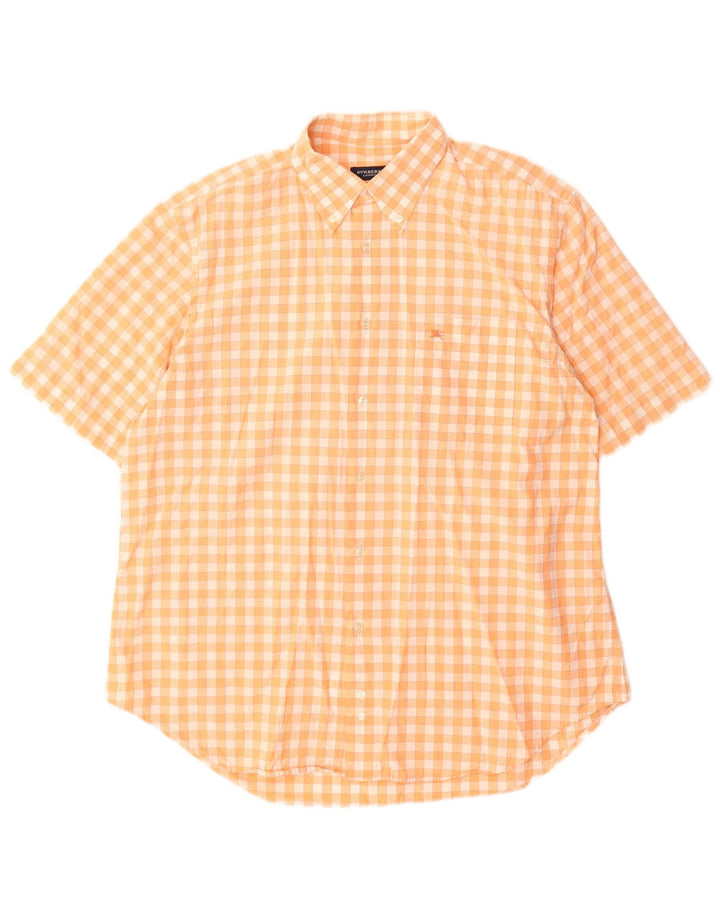 Burberry Chemise à manches courtes pour hommes Grand coton vichy orange