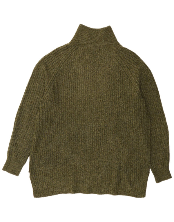 Marks & Spencer Pull à col zippé pour homme, grand, vert, acrylique