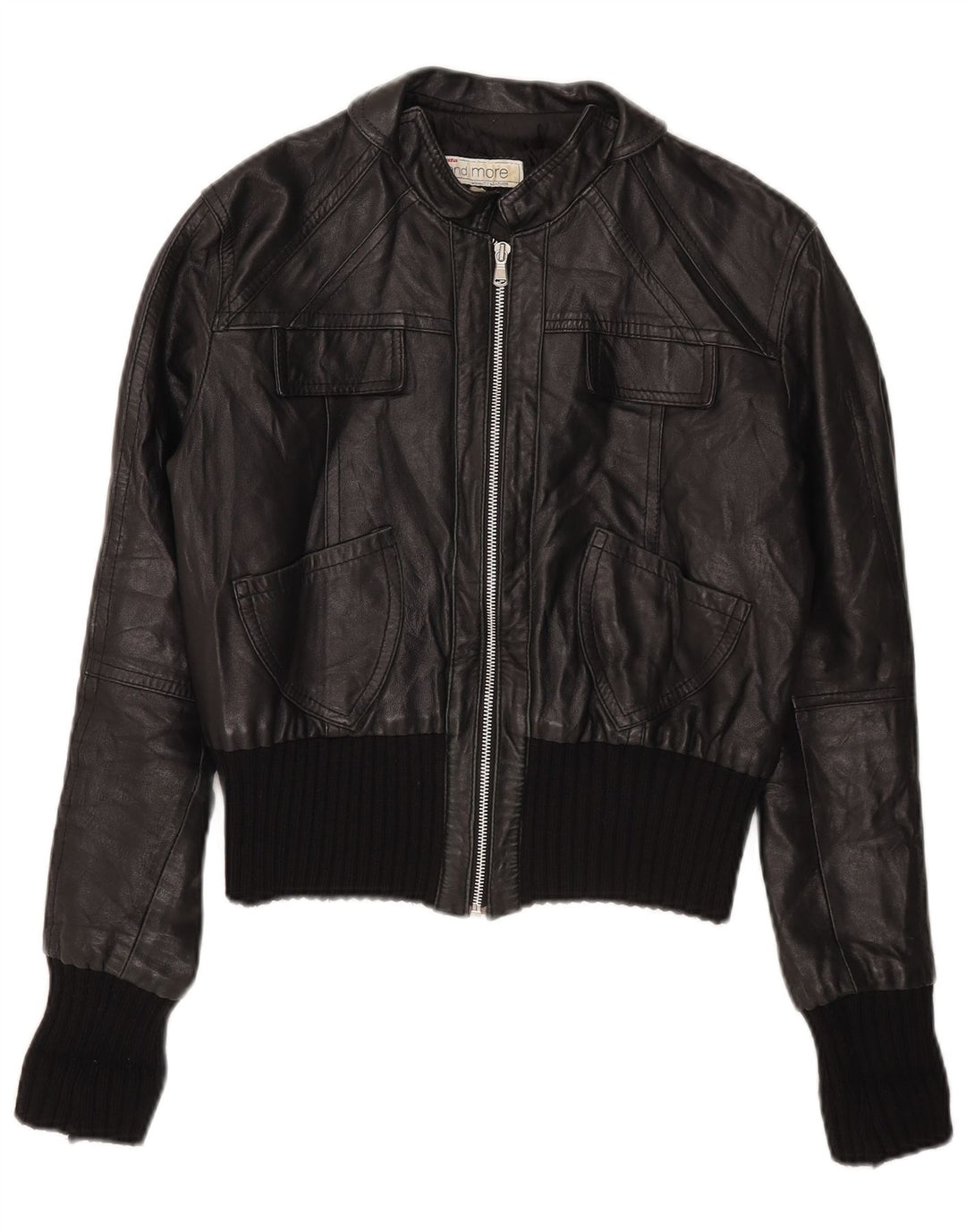 Bata and More Veste en cuir courte pour femme IT 46 Large Noir