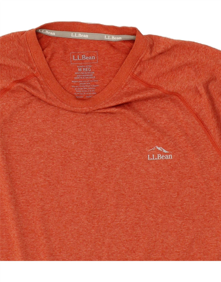 L.L.BEAN Mens Slightly Fitted Graphic T-Shirt Top Medium Orange Polyester Vintage L.L.Bean and Second-Hand L.L.Bean from Messina Hembry 